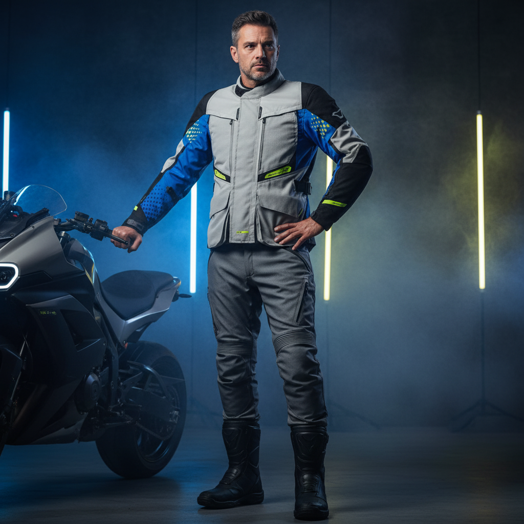 Macna Giacca Moto Macna Fusor Light Grey Blu – Impermeabile 3 Strati CE Livello 2 Blu Abbigliamento per moto - Moon Bike - Vista 6