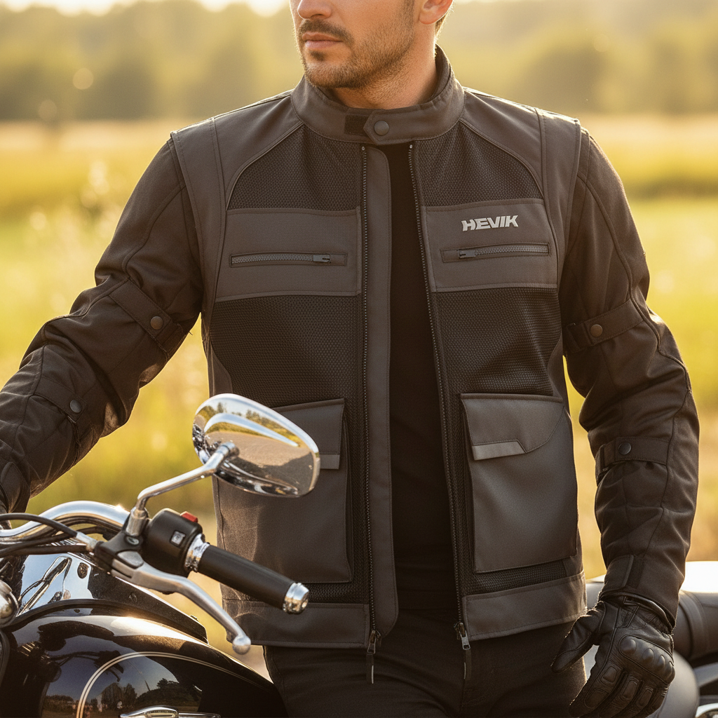 Gilet Moto Hevik Typhoon Multitasche Nero