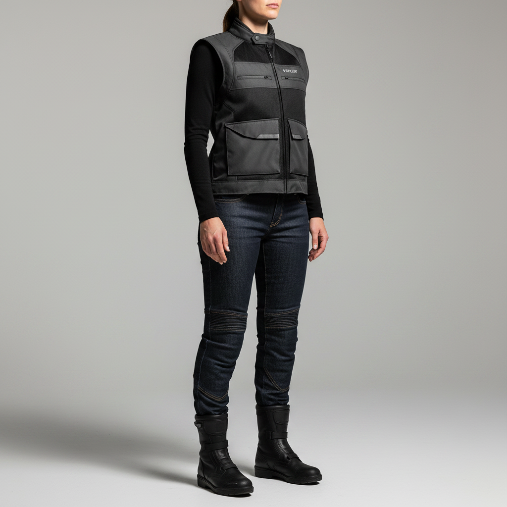 Gilet Moto Hevik Typhoon Multitasche Nero