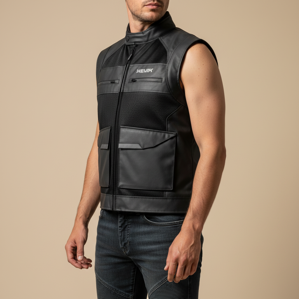 Gilet Moto Hevik Typhoon Multitasche Nero