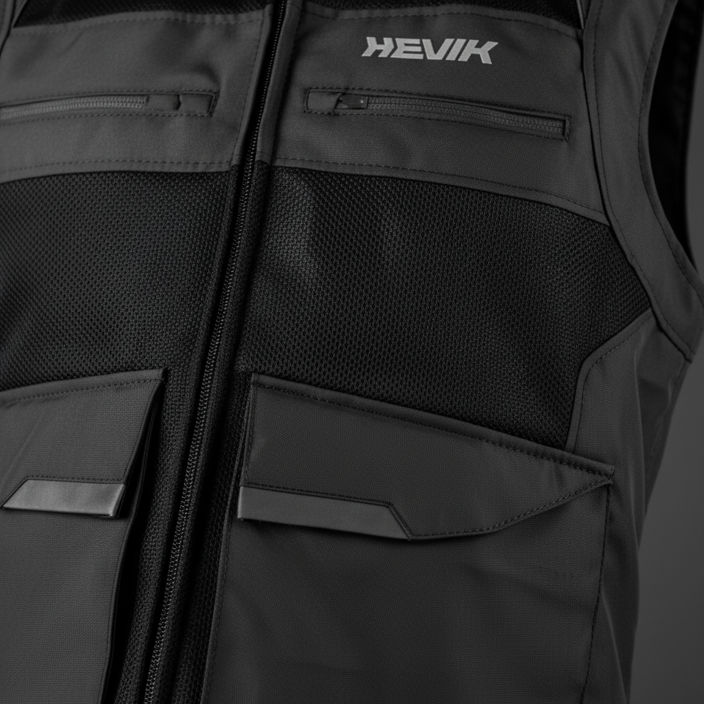 Gilet Moto Hevik Typhoon Multitasche Nero