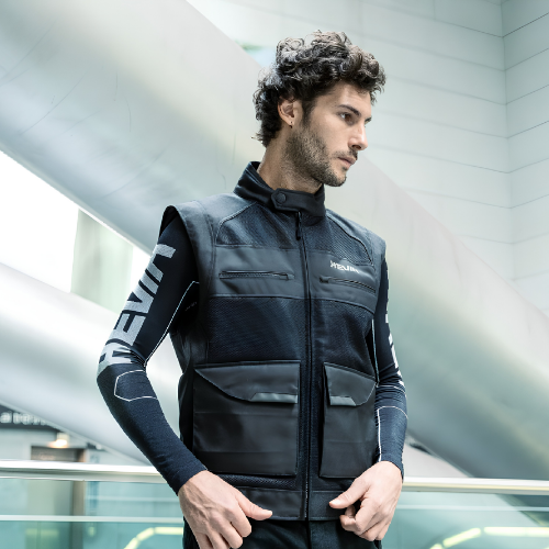 Gilet Moto Hevik Typhoon Multitasche Nero