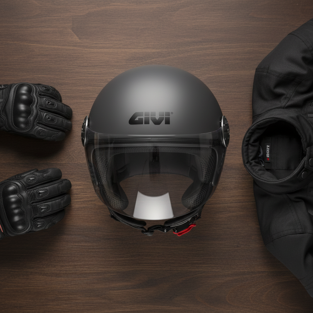 Givi 10.7 EVO D-Jet Grigio Opaco – Casco Demi-Jet ECE 22.06 - Moon Bike - Vista 3