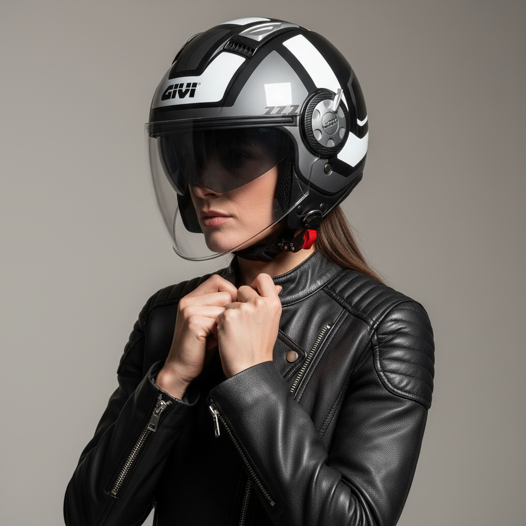 Givi 11.1 Air Jet-R Class Argento/Nero/Bianco – Casco Jet ECE 22.05 - Moon Bike - Vista 10