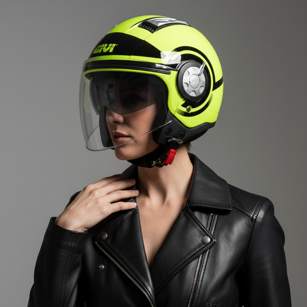 Givi 11.1 Air Jet-R Round Giallo Fluo/Nero – Casco Jet ECE 22.05 - Moon Bike - Vista 11
