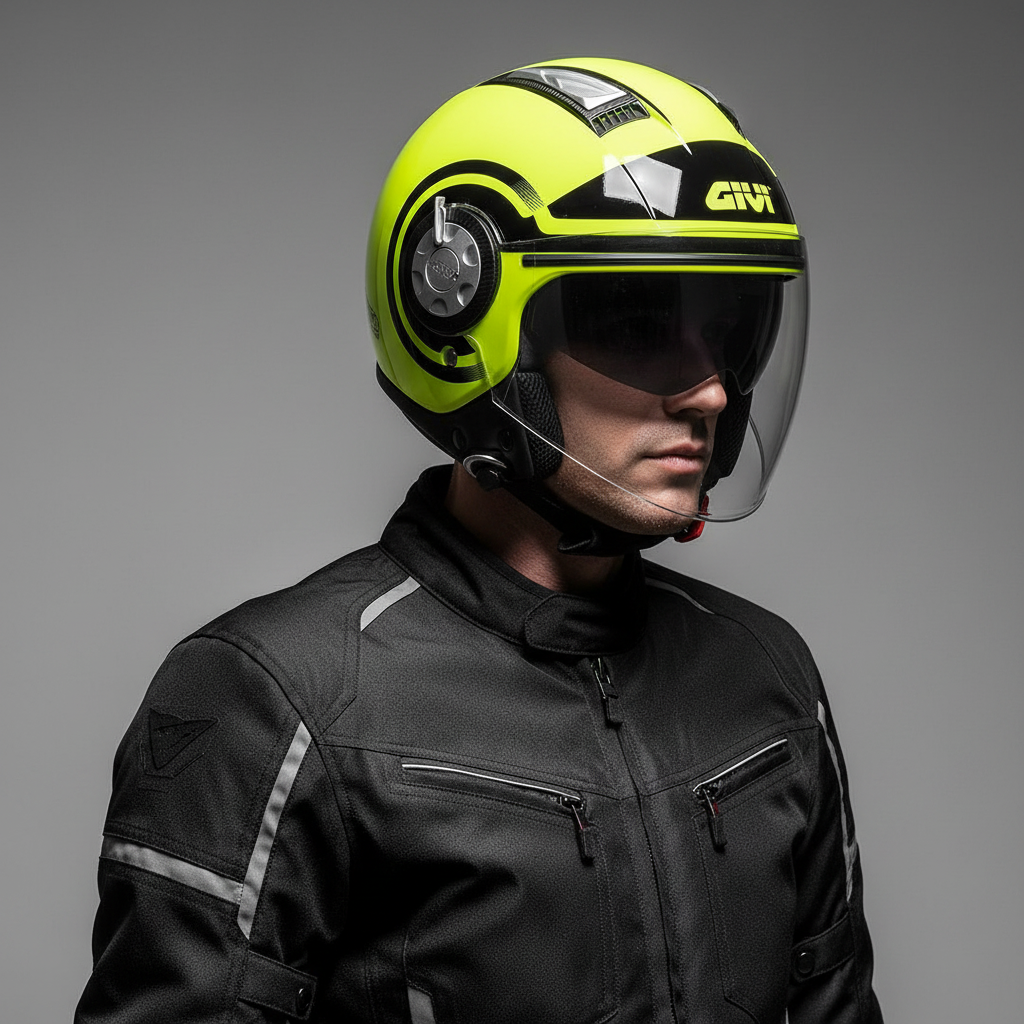 Givi 11.1 Air Jet-R Round Giallo Fluo/Nero – Casco Jet ECE 22.05 - Moon Bike - Vista 10