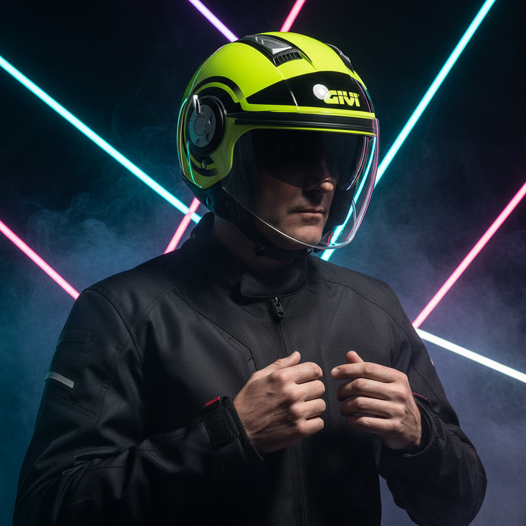 Givi 11.1 Air Jet-R Round Giallo Fluo/Nero – Casco Jet ECE 22.05 - Moon Bike - Vista 12