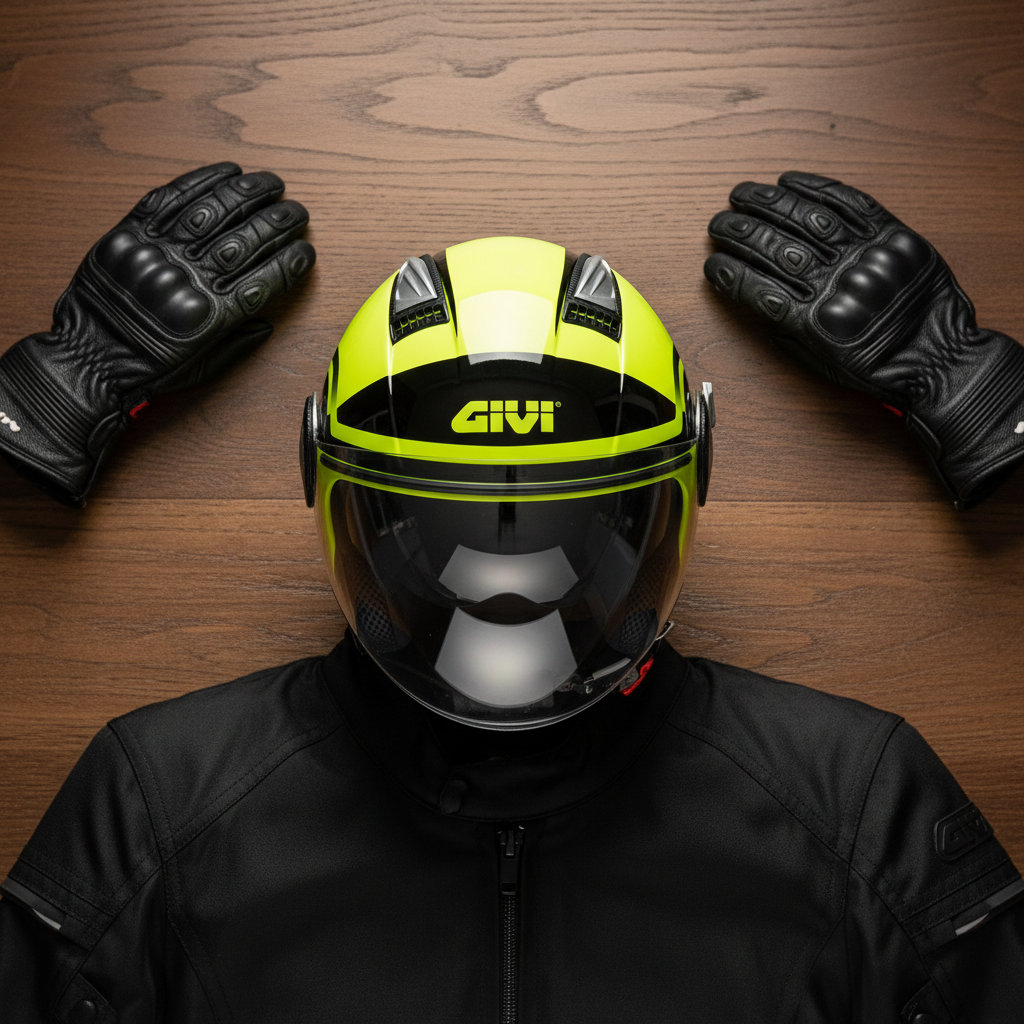 Givi 11.1 Air Jet-R Round Giallo Fluo/Nero – Casco Jet ECE 22.05 - Moon Bike - Vista 9