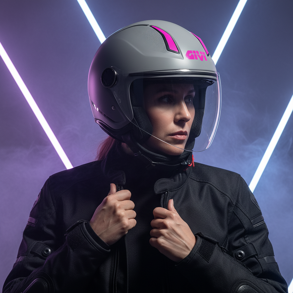 Givi 11.7B D-Jet Argento Opaco/Fucsia – Casco Demi-Jet ECE 22.06 - Moon Bike - Vista 12