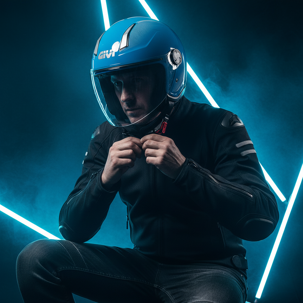 Givi 11.7B D-Jet Azzurro – Casco Demi-Jet ECE 22.06 - Moon Bike - Vista 15