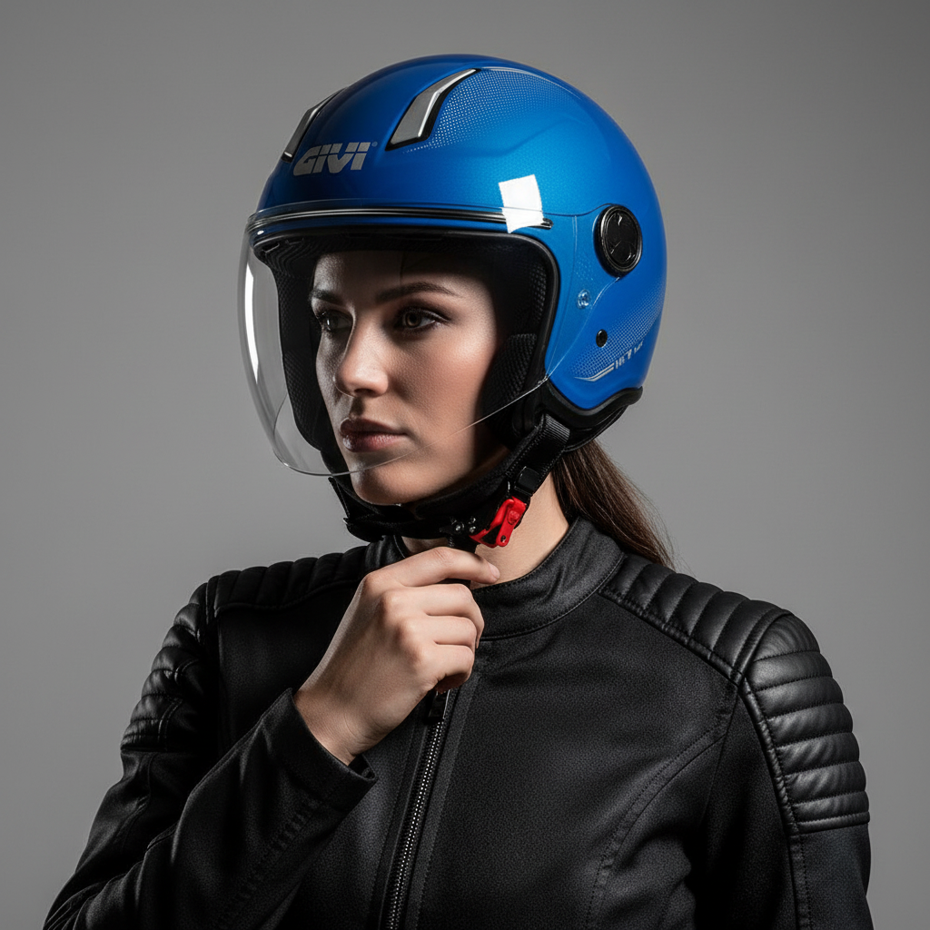 Givi 11.7B D-Jet Azzurro – Casco Demi-Jet ECE 22.06 - Moon Bike - Vista 11