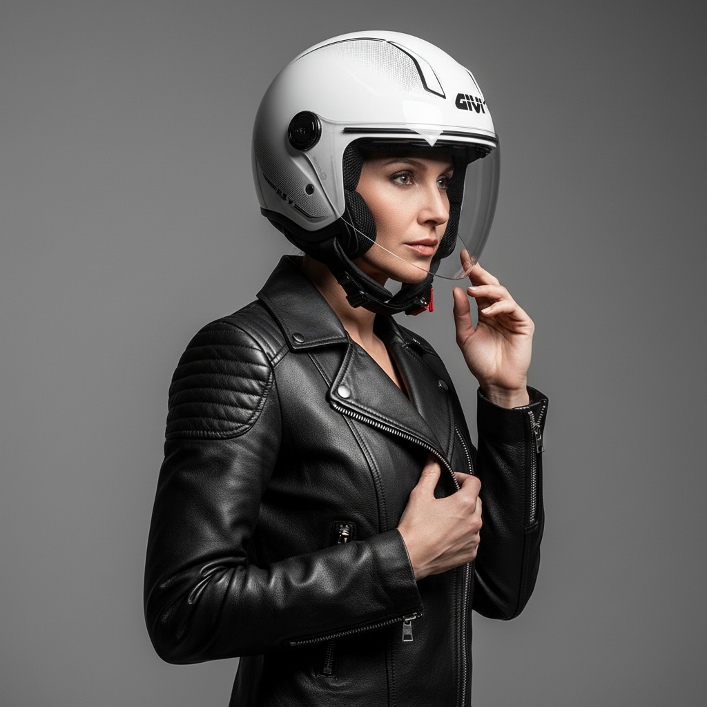 Givi 11.7B D-Jet Bianco Lucido – Casco Demi-Jet ECE 22.06 - Moon Bike - Vista 11
