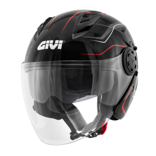 Givi 12.3 Stratos Flux Nero/Rosso – Casco Jet ECE 22.05 - Moon Bike - Vista 1