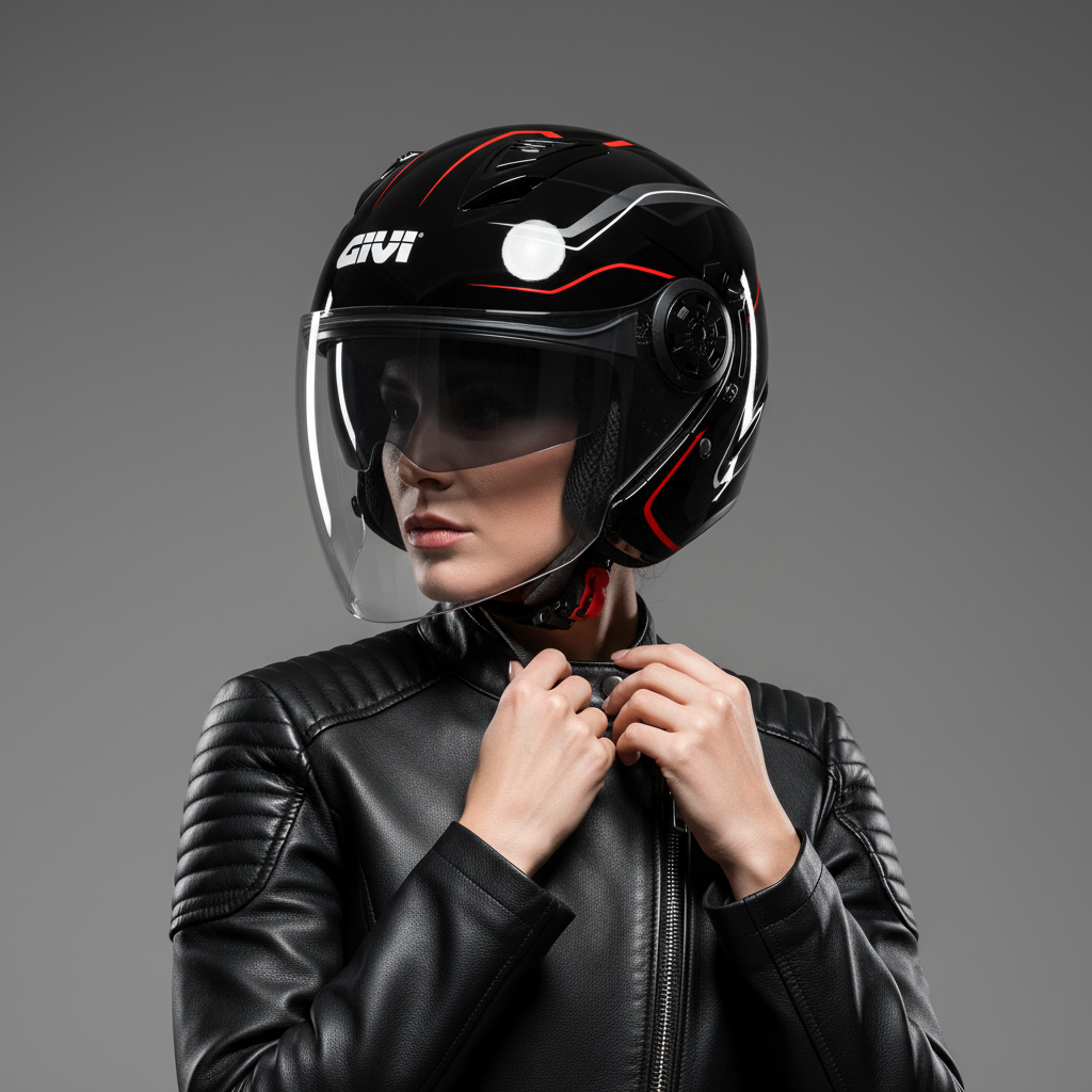 Givi 12.3 Stratos Flux Nero/Rosso – Casco Jet ECE 22.05 - Moon Bike - Vista 11