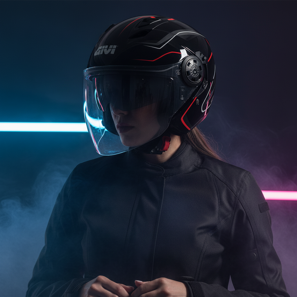 Givi 12.3 Stratos Flux Nero/Rosso – Casco Jet ECE 22.05 - Moon Bike - Vista 13
