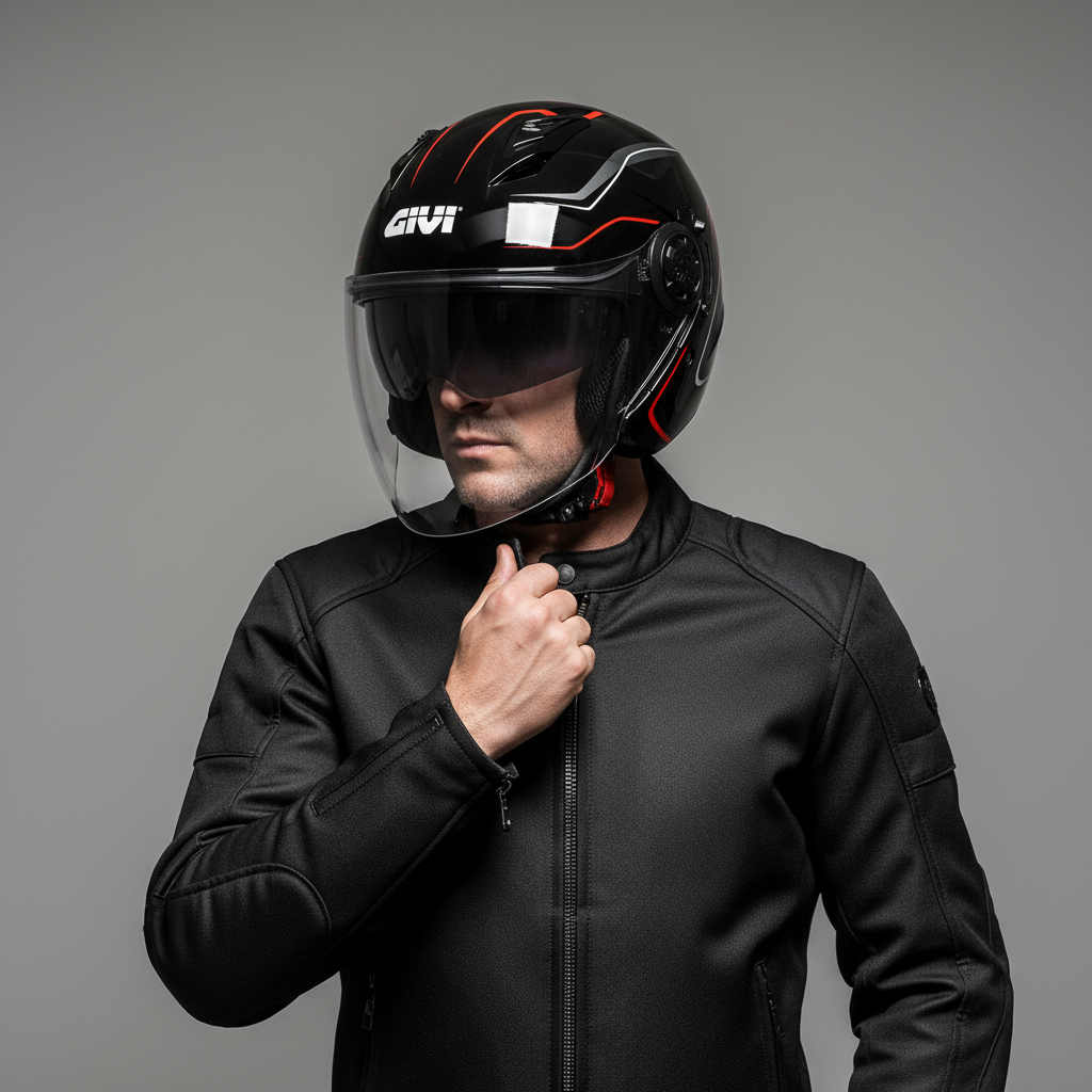Givi 12.3 Stratos Flux Nero/Rosso – Casco Jet ECE 22.05 - Moon Bike - Vista 10