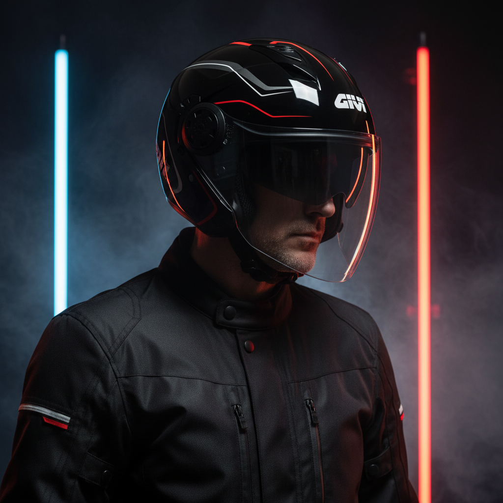 Givi 12.3 Stratos Flux Nero/Rosso – Casco Jet ECE 22.05 - Moon Bike - Vista 12