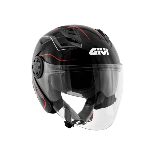 Givi 12.3 Stratos Flux Nero/Rosso – Casco Jet ECE 22.05 - Moon Bike - Vista 4