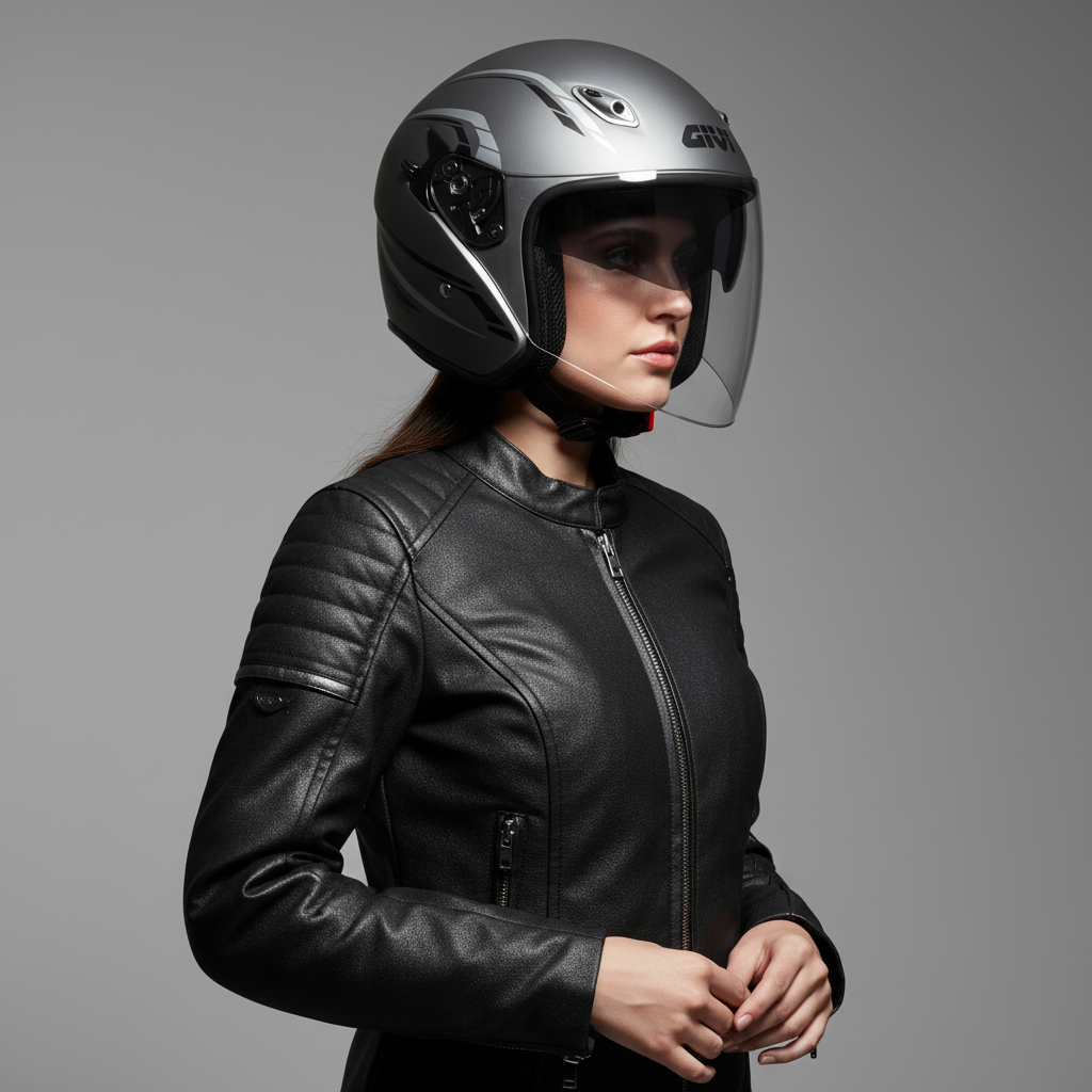 Givi 20.6 Fiber-J2 Plus Grigio Opaco – Casco Jet in Fibra ECE 22.05 - Moon Bike - Vista 6