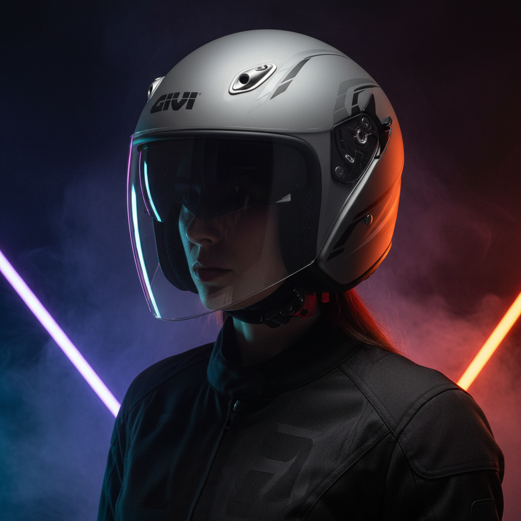 Givi 20.6 Fiber-J2 Plus Grigio Opaco – Casco Jet in Fibra ECE 22.05 - Moon Bike - Vista 8