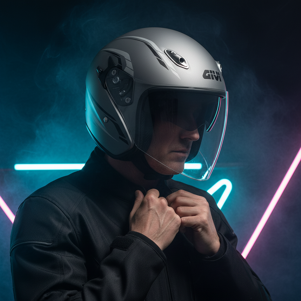 Givi 20.6 Fiber-J2 Plus Grigio Opaco – Casco Jet in Fibra ECE 22.05 - Moon Bike - Vista 7
