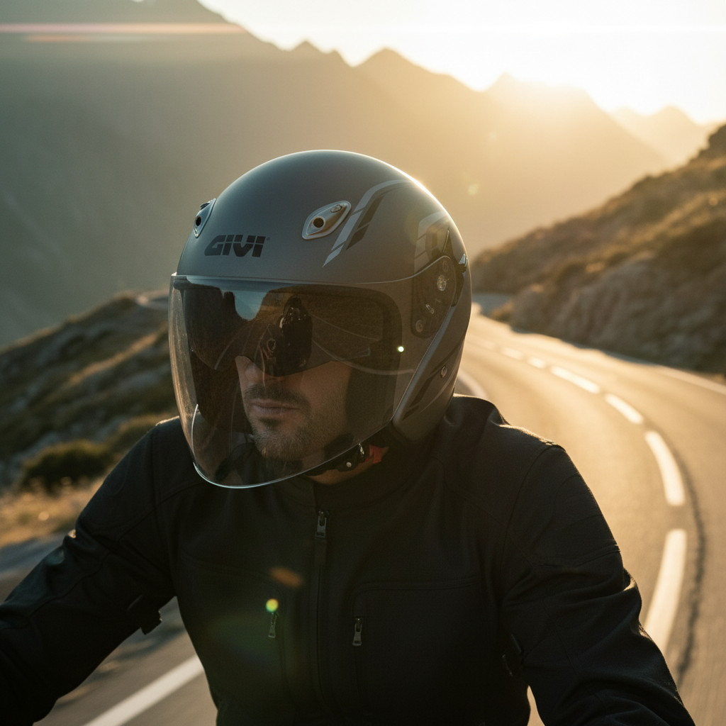 Givi 20.6 Fiber-J2 Plus Grigio Opaco – Casco Jet in Fibra ECE 22.05 - Moon Bike - Vista 9