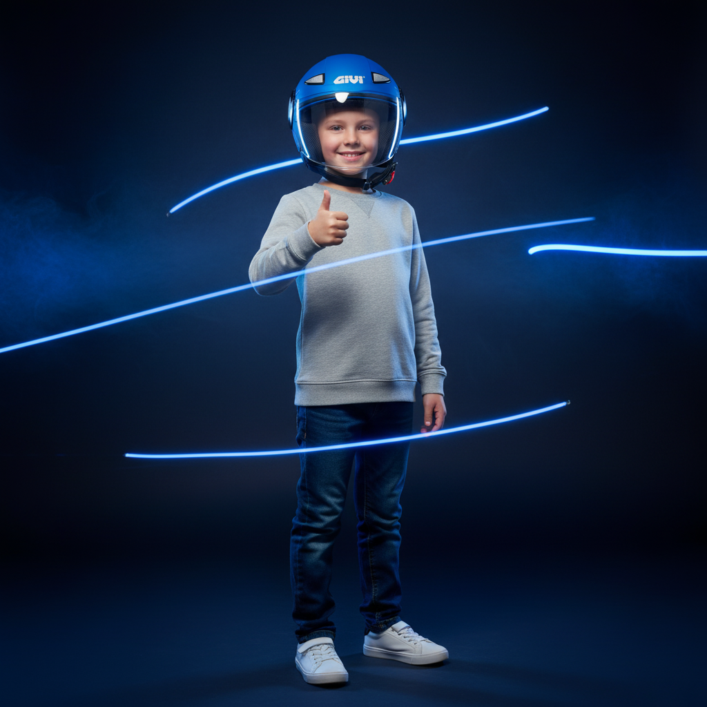 Givi Junior 5 Bambino Blu Chiaro Opaco – Casco Jet ECE 22.05 - Moon Bike - Vista 8