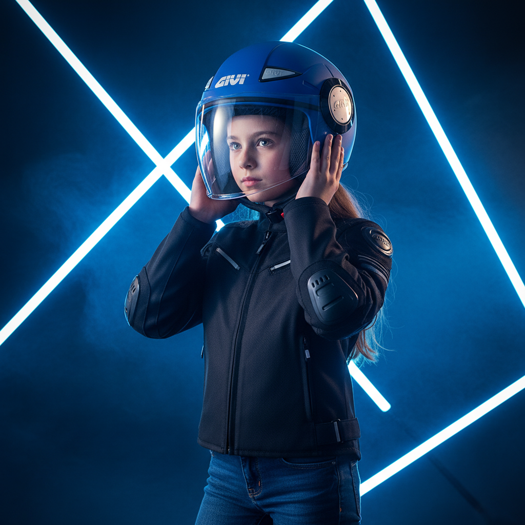 Givi Junior 5 Bambino Blu Chiaro Opaco – Casco Jet ECE 22.05 - Moon Bike - Vista 10
