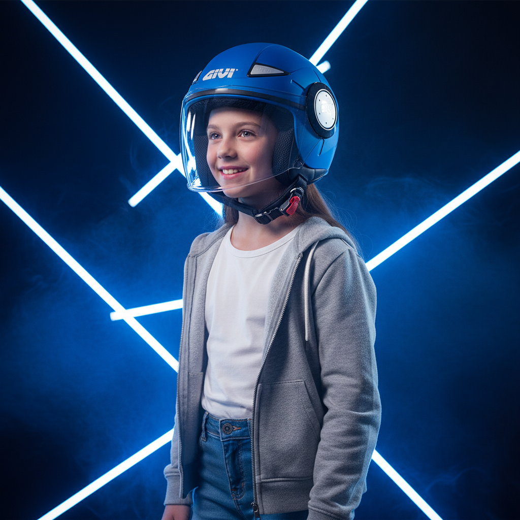 Givi Junior 5 Bambino Blu Chiaro Opaco – Casco Jet ECE 22.05 - Moon Bike - Vista 9