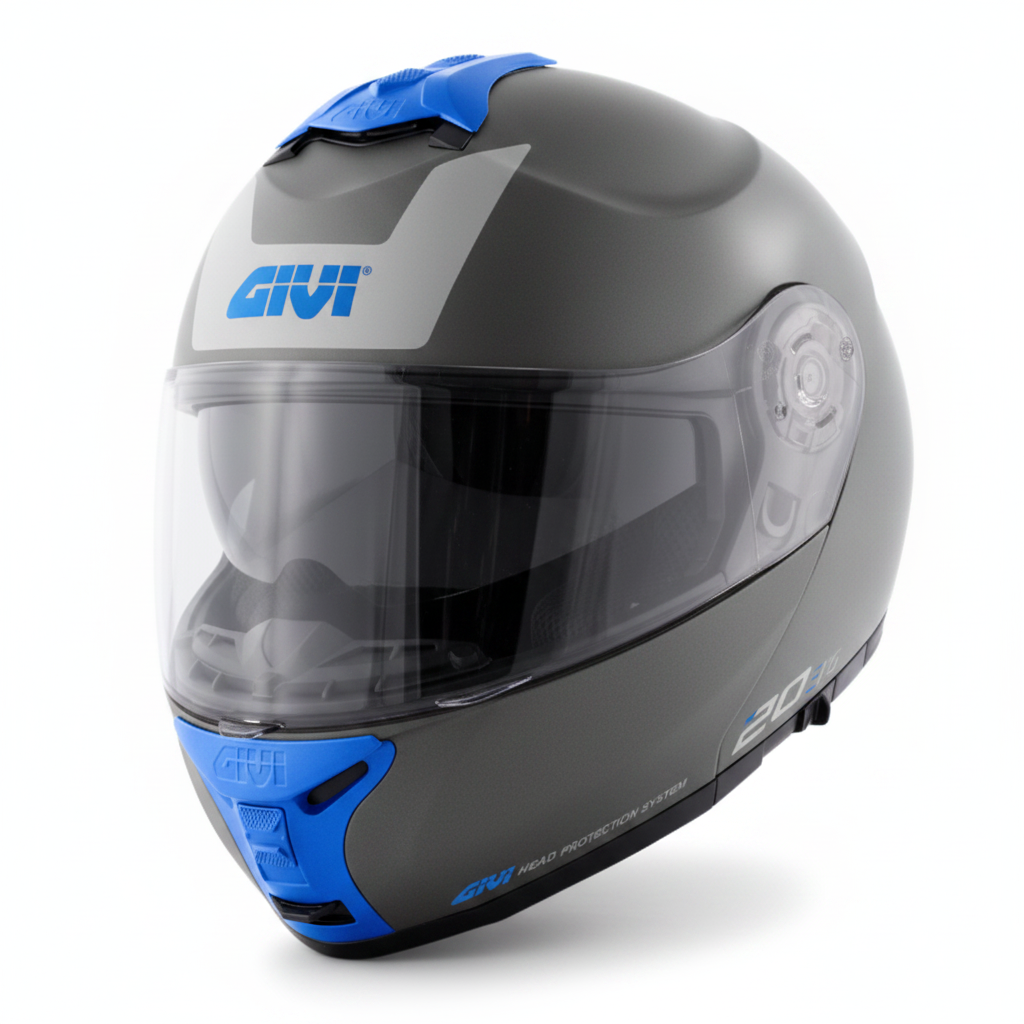 Givi X.20 Expedition EVO Argento/Blu Opaco – Casco Modulare P/J ECE 22.05 - Moon Bike - Vista 1