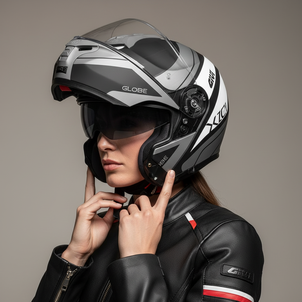 Givi X.21 Challenger Globe Nero Opaco/Titanio – Casco Modulare P/J ECE 22.05 - Moon Bike - Vista 12