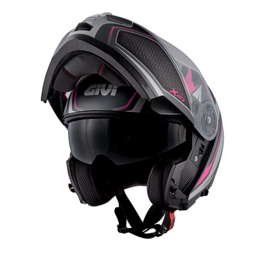 Givi X.21 Challenger Shiver Lady Titanio/Argento/Fucsia – Casco Modulare P/J ECE 22.05 - Moon Bike - Vista 2