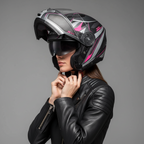 Givi X.21 Challenger Shiver Lady Titanio/Argento/Fucsia – Casco Modulare P/J ECE 22.05 - Moon Bike - Vista 12