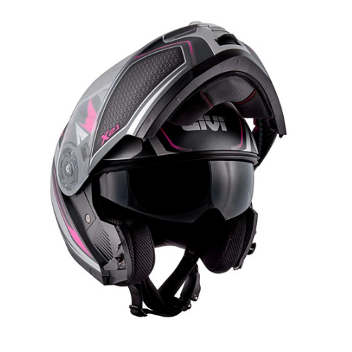 Givi X.21 Challenger Shiver Lady Titanio/Argento/Fucsia – Casco Modulare P/J ECE 22.05 - Moon Bike - Vista 5