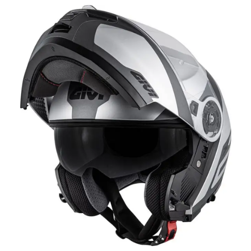 Givi X.21 Challenger Spirit Argento/Grigio Opaco – Casco Modulare P/J ECE 22.05 - Moon Bike - Vista 2