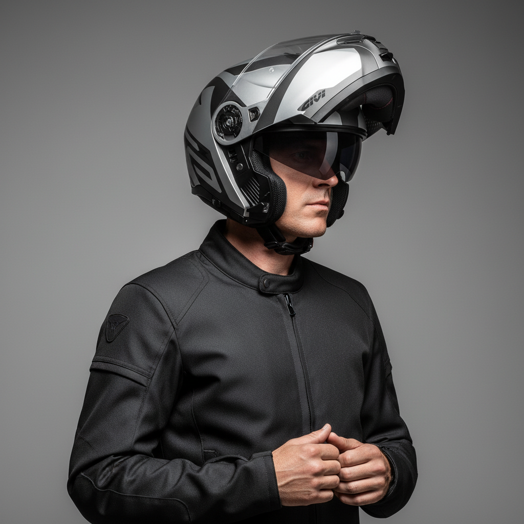Givi X.21 Challenger Spirit Argento/Grigio Opaco – Casco Modulare P/J ECE 22.05 - Moon Bike - Vista 7