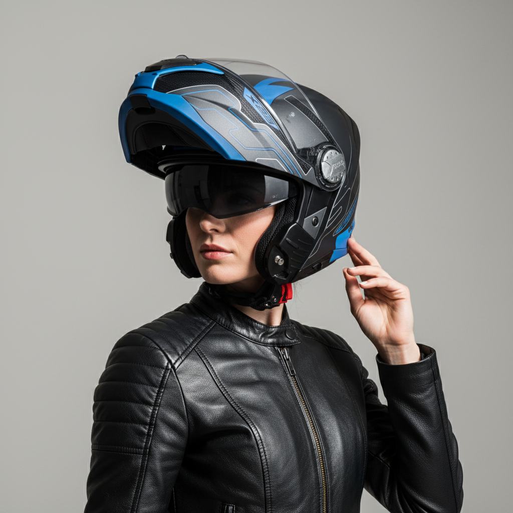 Givi X.23 Sidney Protect Titanio Opaco/Nero/Blu – Casco Modulare P/J ECE 22.05 - Moon Bike - Vista 12