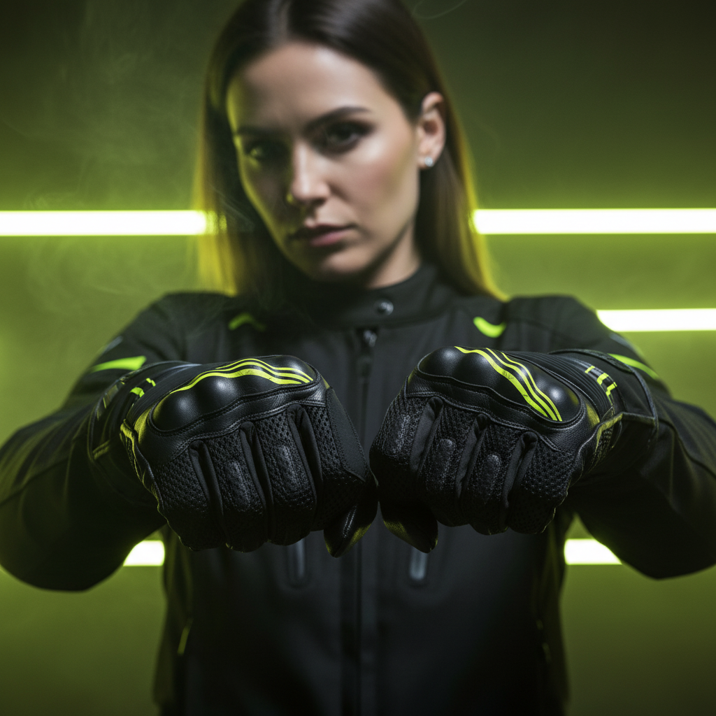 Guanti Moto Estivi Hevik Helios-R Nero Giallo – Pelle CE Touchscreen Omologati - Moon Bike - Vista 6