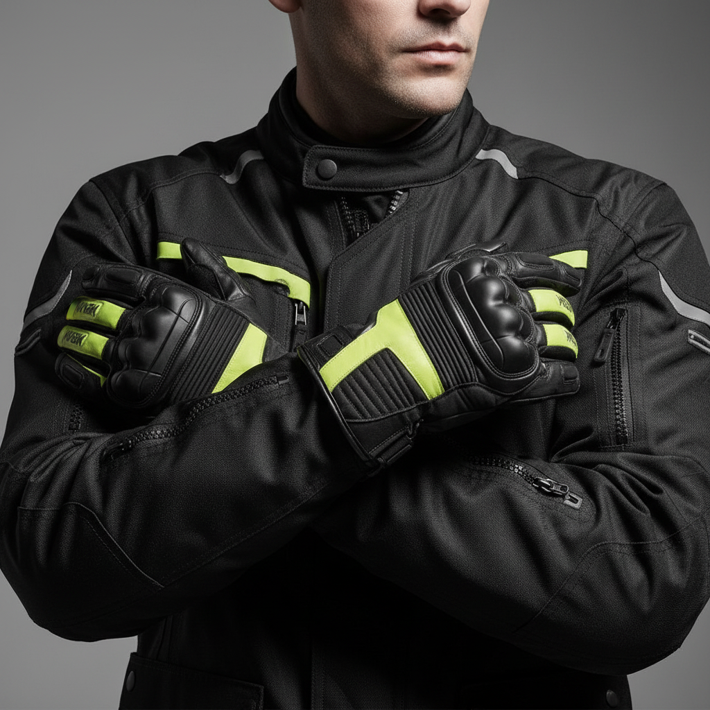 Guanti Moto HEVIK ABREGO HGS111MY Nero/Giallo Fluo Protezioni CE Uomo Sport - Moon Bike - Vista 9