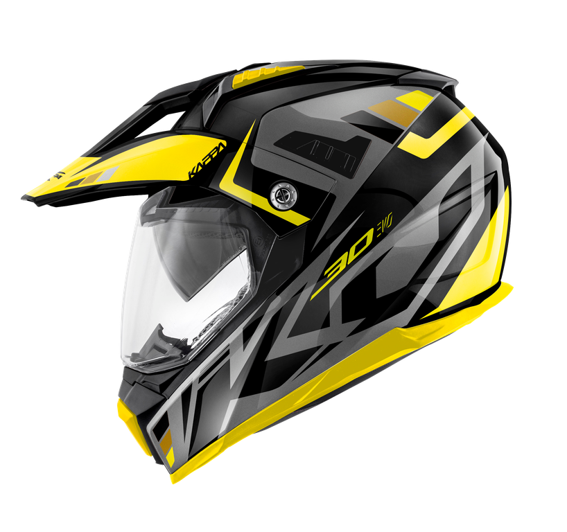 Casco Integrale Enduro Kappa KV30 Grayer Nero/Titanio/Giallo – vista laterale