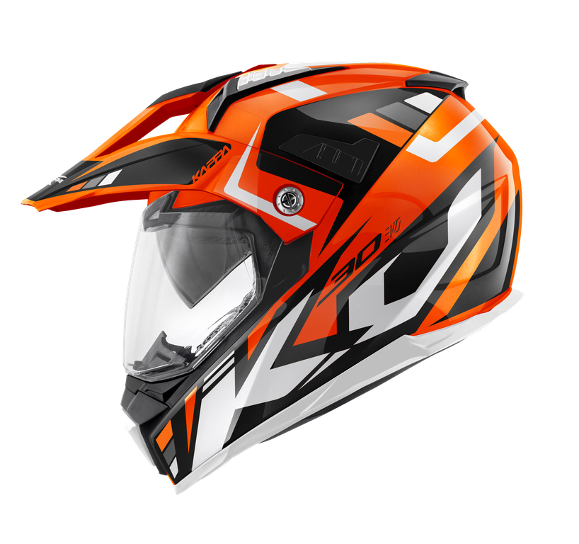 Casco Integrale Enduro Kappa KV30 Grayer Arancione/Nero – vista laterale