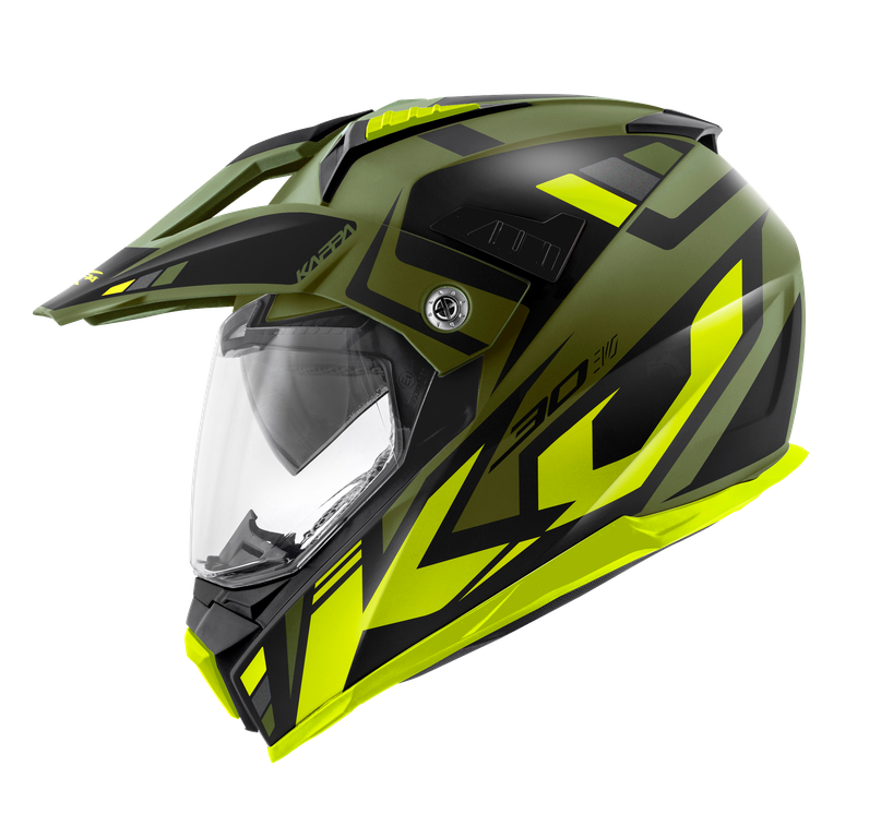 Casco Integrale Enduro Kappa KV30 Grayer Verde/Nero/Giallo – vista laterale