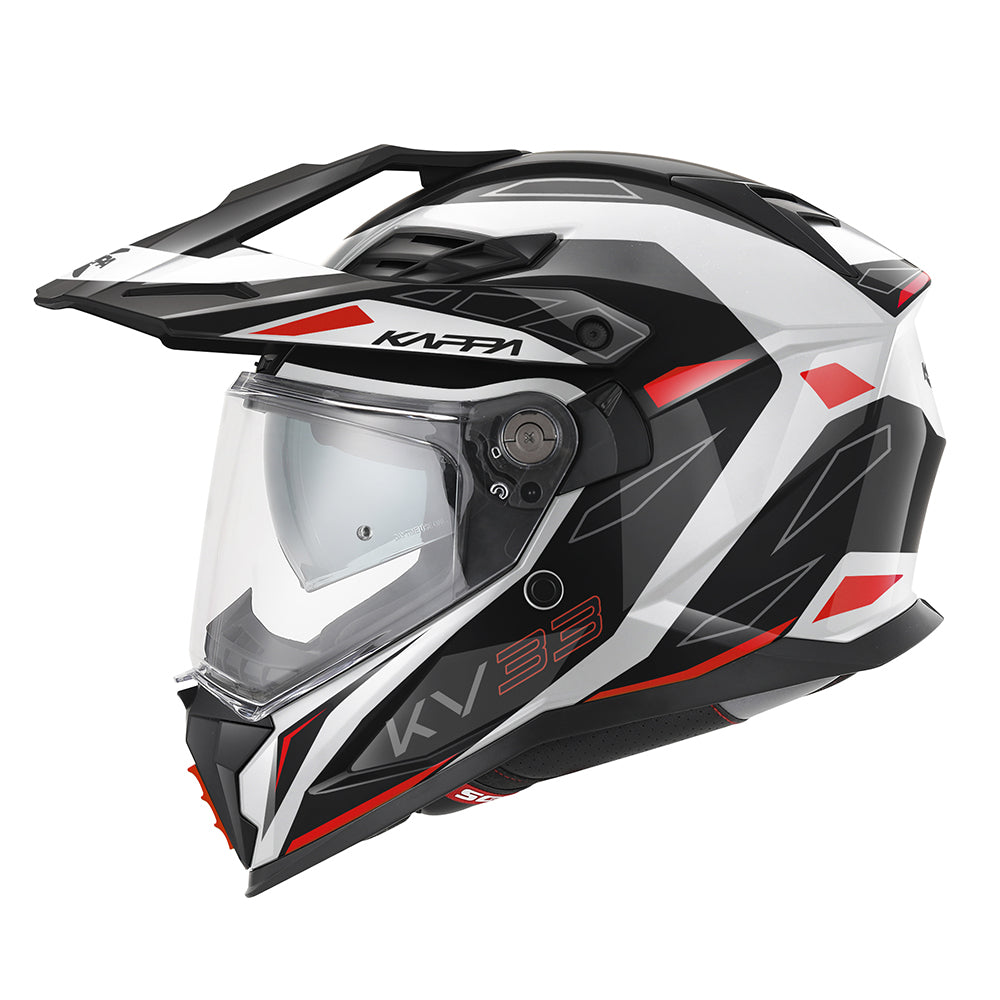 Casco Integrale Enduro Kappa KV33 Wizard Bianco/Nero/Rosso – vista laterale sinistra
