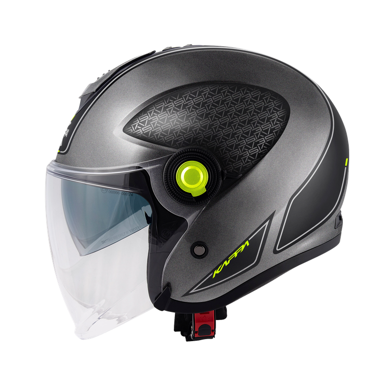 Casco Jet Kappa KV35 Dexter Titanio/Nero/Giallo – vista laterale
