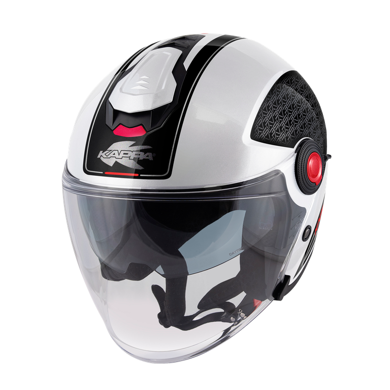 Casco Jet Kappa KV35 Dexter Bianco/Nero/Rosso – vista laterale