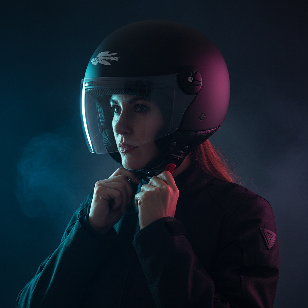 Kappa KV40 EVO Basic Casco Demi-Jet Nero Opaco – Doppia Calotta Leggero Moto Scooter - Moon Bike - Vista 10