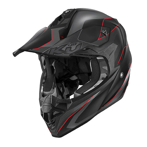 Casco Cross Kappa KV49 Evo Chaser Nero/Grigio/Rosso – vista tre quarti sinistra