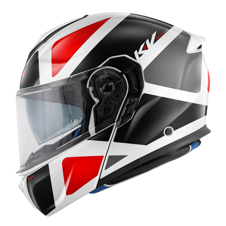 Casco Modulare Kappa KV50 Galaxy Bianco Lucido/Nero/Rosso/Titanio – vista laterale
