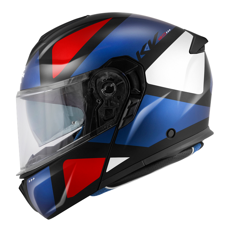 Casco Modulare Kappa KV50 Galaxy Nero Opaco/Blu Metallizzato/Bianco/Rosso – vista laterale