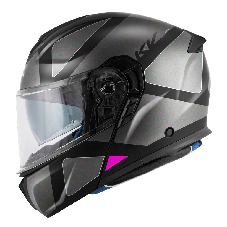 Casco Modulare Kappa KV50 Galaxy Nero Opaco/Titanio/Argento/Fucsia – vista laterale